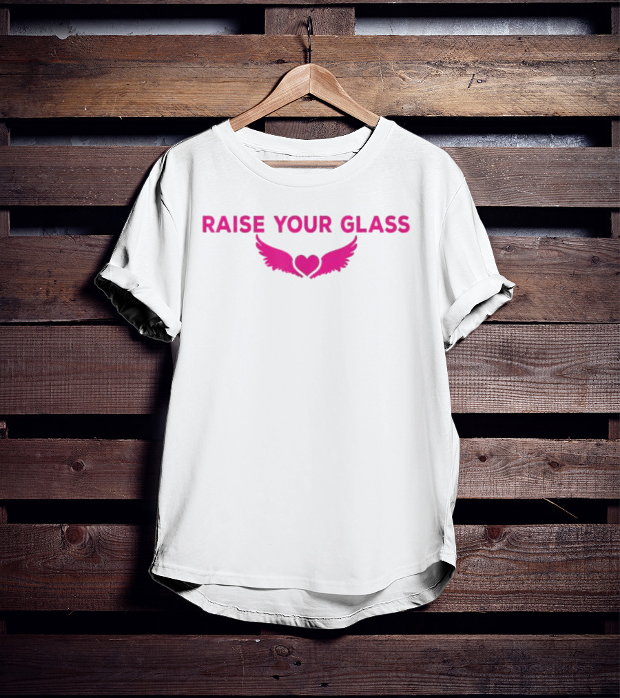 RAISE YOUR GLASS PINK Heart With Wings T-Shirt