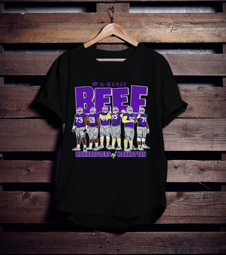 K-State Beef Manhandlers Of Manhattan Football Team Lineup T-Shirt