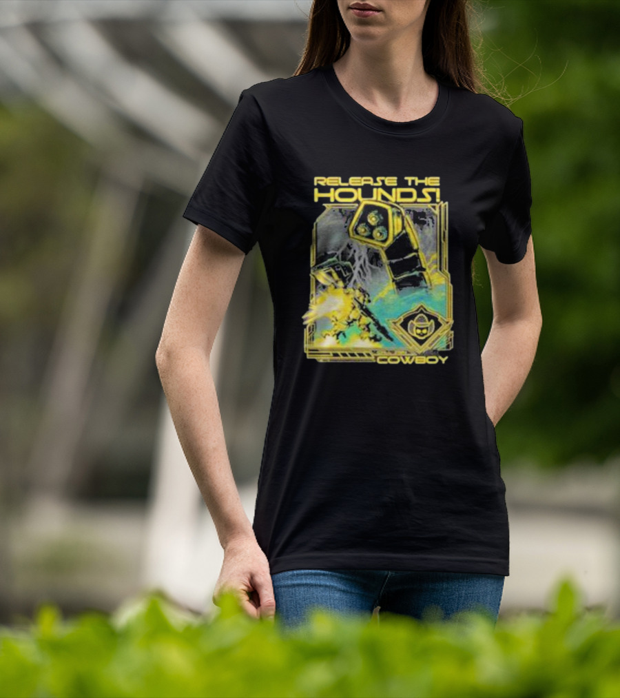 Release The Hounds Cowboy Robot Lightning T-Shirt