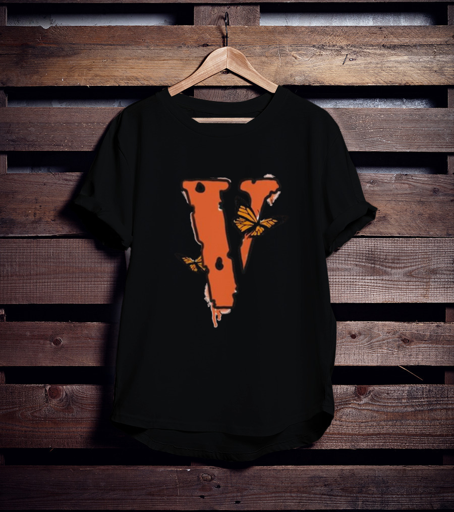 Juice Wrld Vlone Butterfly Logo Collaboration V Letter Monarch T-Shirt