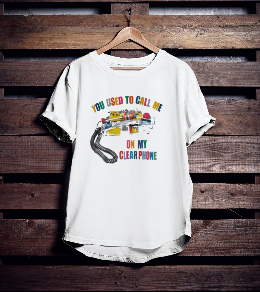 You Used To Call Me On My Clear Phone Rainbow Corded Telephone T-Shirt