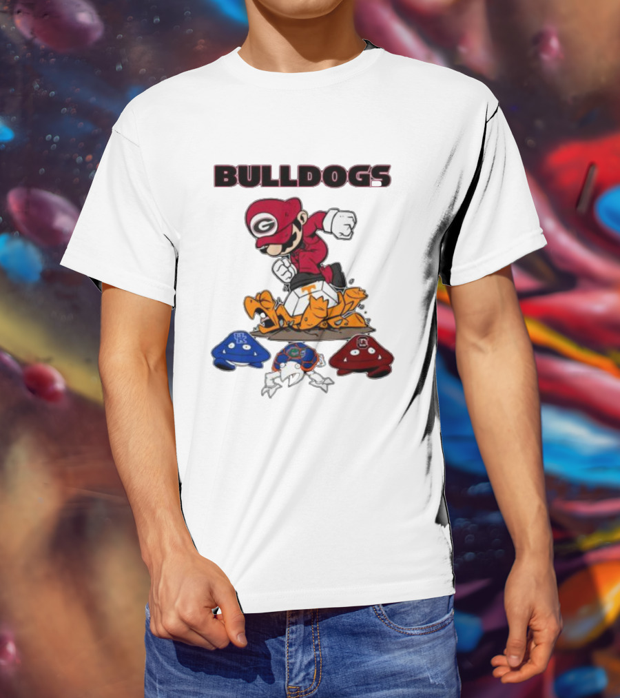 Bulldogs Super Mario Inspired Design With Iconic Gaming Motifs T-Shirt