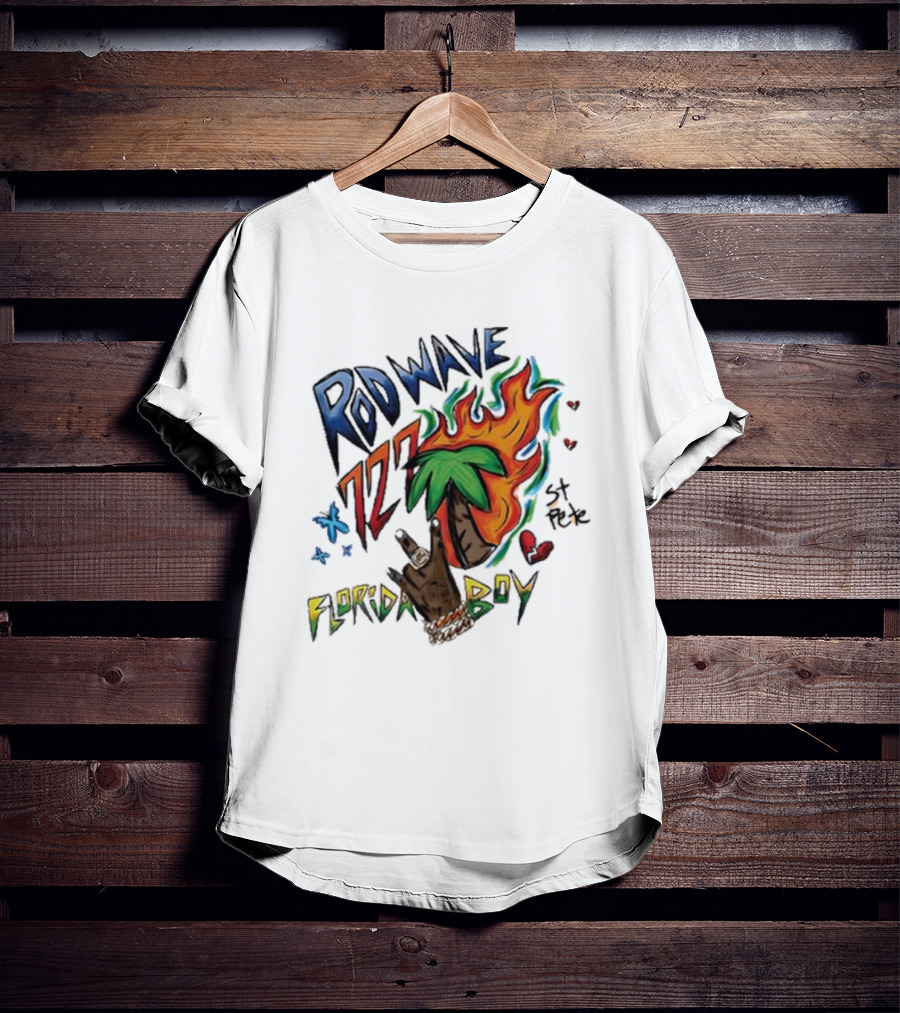 Rod Wave 727 St Pete Florida Boy Palm Tree And Flames T-Shirt