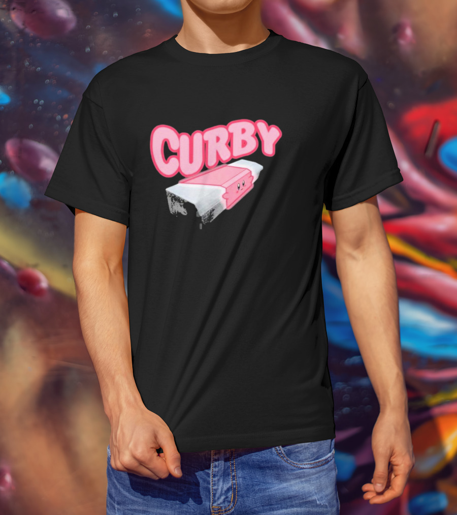 CURBY Pink Brick Character T-Shirt