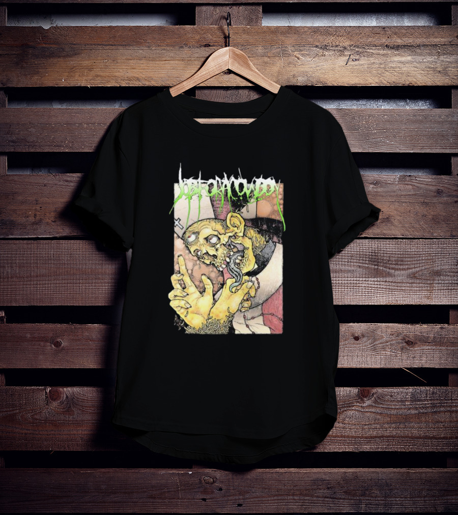 Job For A Cowboy Priest Zombie Graphic With Cross And Rosary T-Shirt