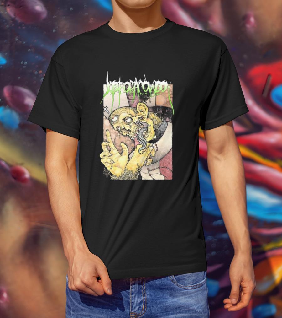 Job For A Cowboy Priest Zombie Graphic With Cross And Rosary T-Shirt