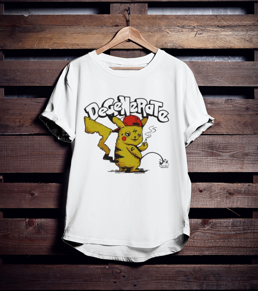 Degenerate Pikachu Smoking With Red Hat T-Shirt