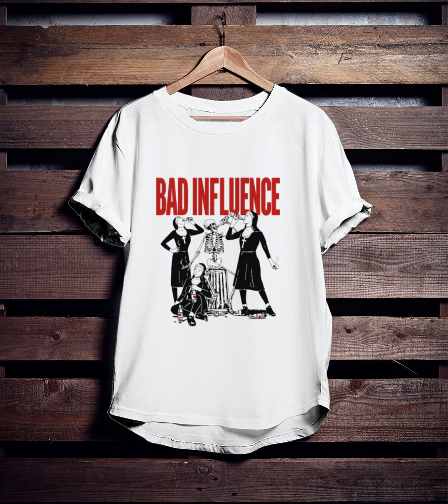 Bad Influence Nuns Partying With Skeleton T-Shirt