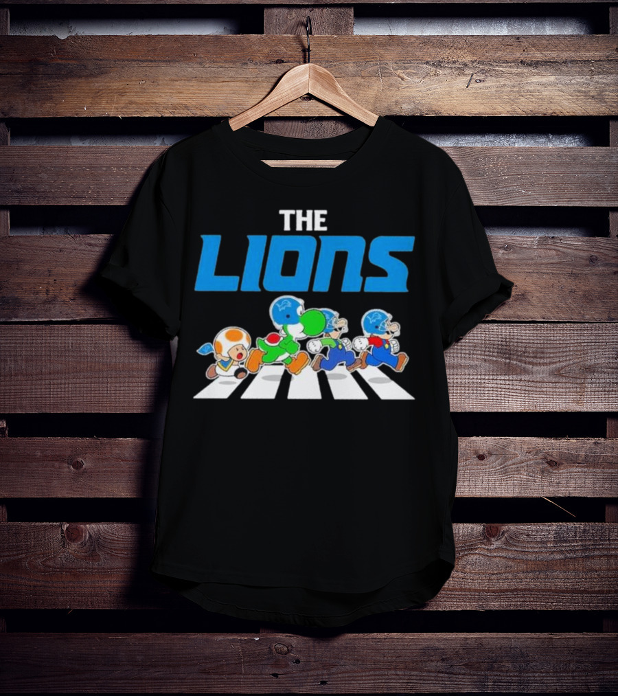 The Lions Mario Yoshi Toad Crossover Gaming Football Abbey Road T-Shirt