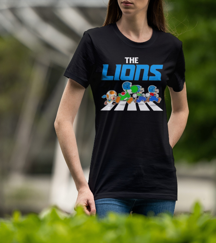 The Lions Mario Yoshi Toad Crossover Gaming Football Abbey Road T-Shirt