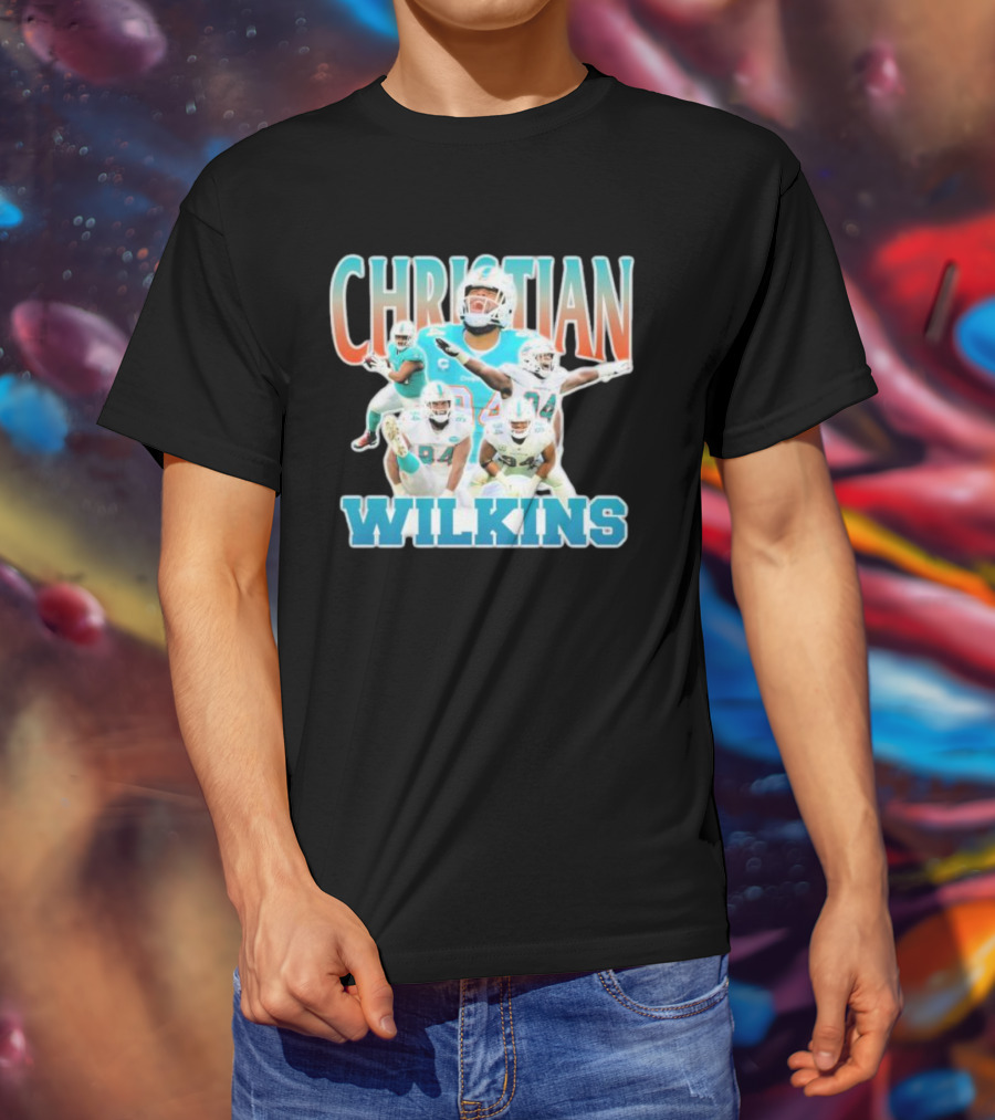 Christian Wilkins Miami Dolphins Football Player Collage T-Shirt