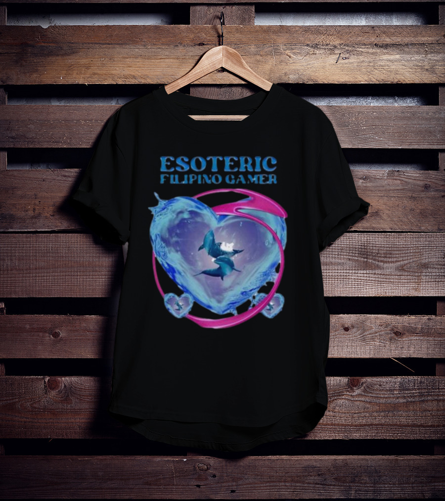 ESOTERIC FILIPINO GAMER Heart With Dolphins In Oceanic Sphere T-Shirt