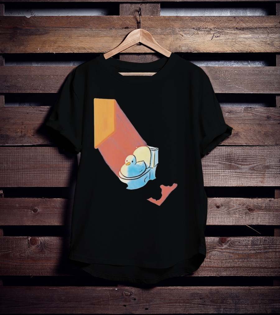 Groovy Space Duck Relaxing In Cosmic Beam On Toilet T-Shirt