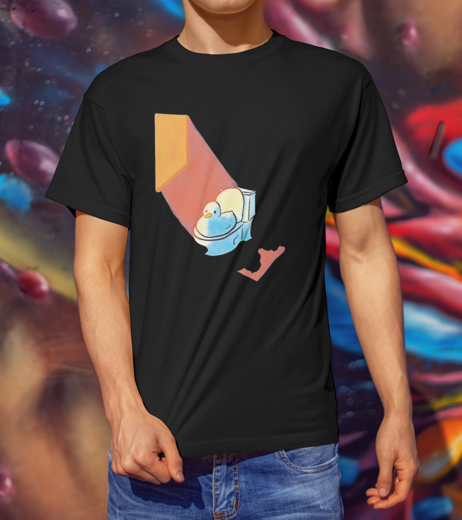 Groovy Space Duck Relaxing In Cosmic Beam On Toilet T-Shirt