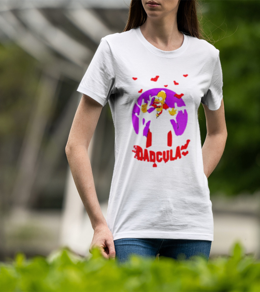 Homer Simpson Dadcula Halloween The Simpsons Bats Purple Moon T-Shirt