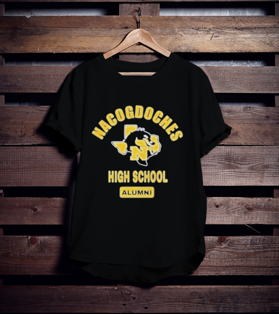 Nacogdoches High School Alumni Texas Outline Yellow T-Shirt