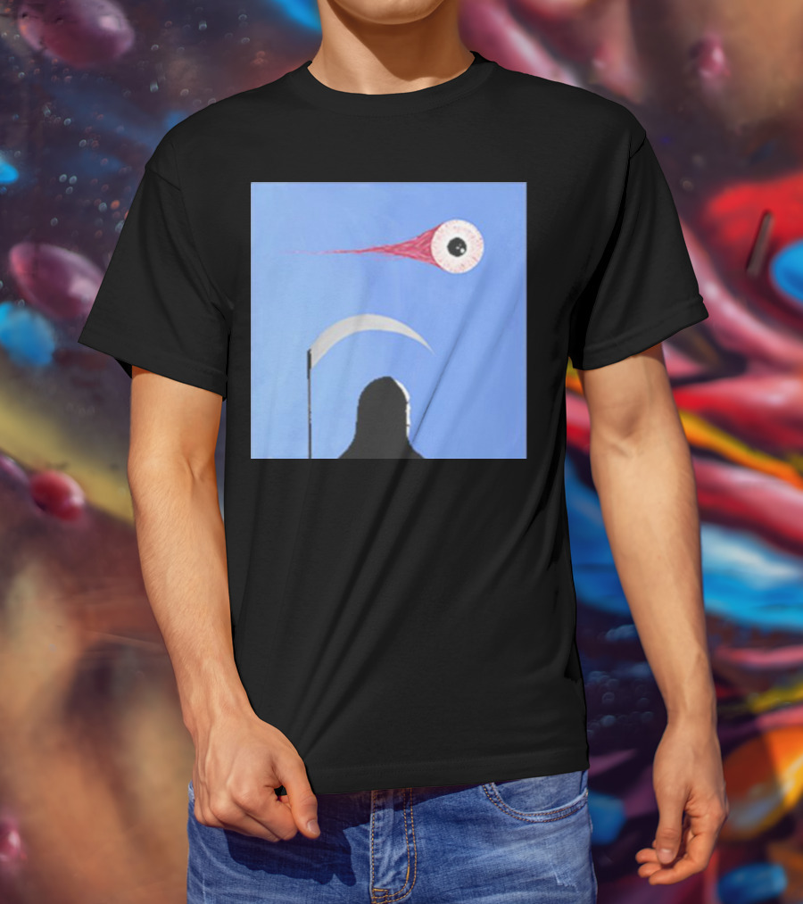 Grim Reaper With Scythe And Eyeball In Blue Sky Doja Cat Merch T-Shirt