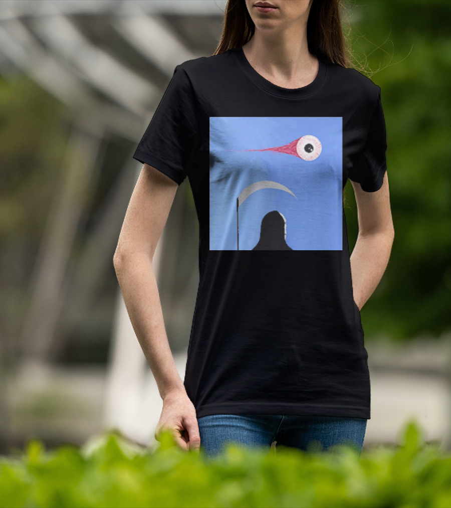 Grim Reaper With Scythe And Eyeball In Blue Sky Doja Cat Merch T-Shirt