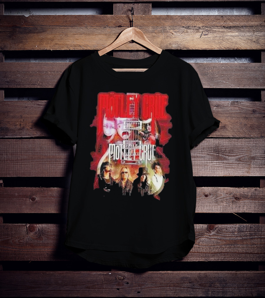 Motley Crue Rock Band Guitar With Faces T-Shirt