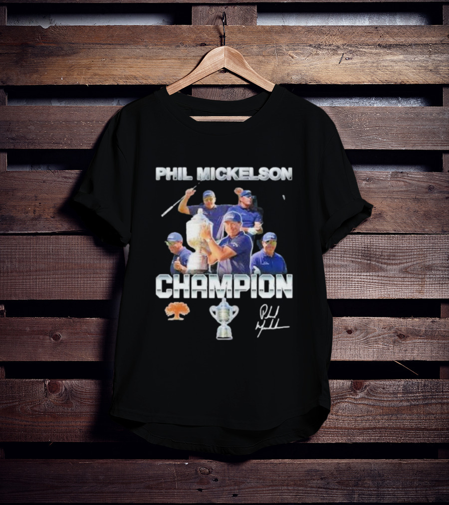 Phil Mickelson Champion Trophy Signature Golf Legend T-Shirt