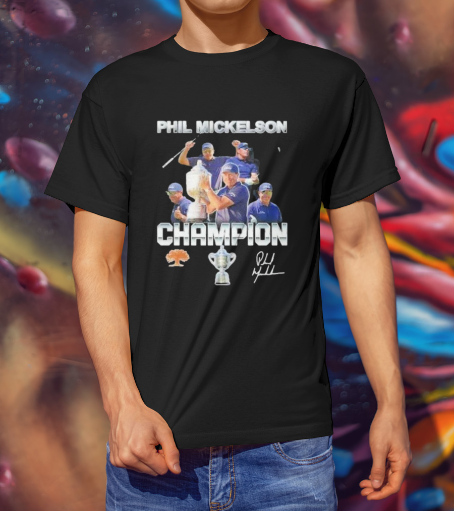 Phil Mickelson Champion Trophy Signature Golf Legend T-Shirt