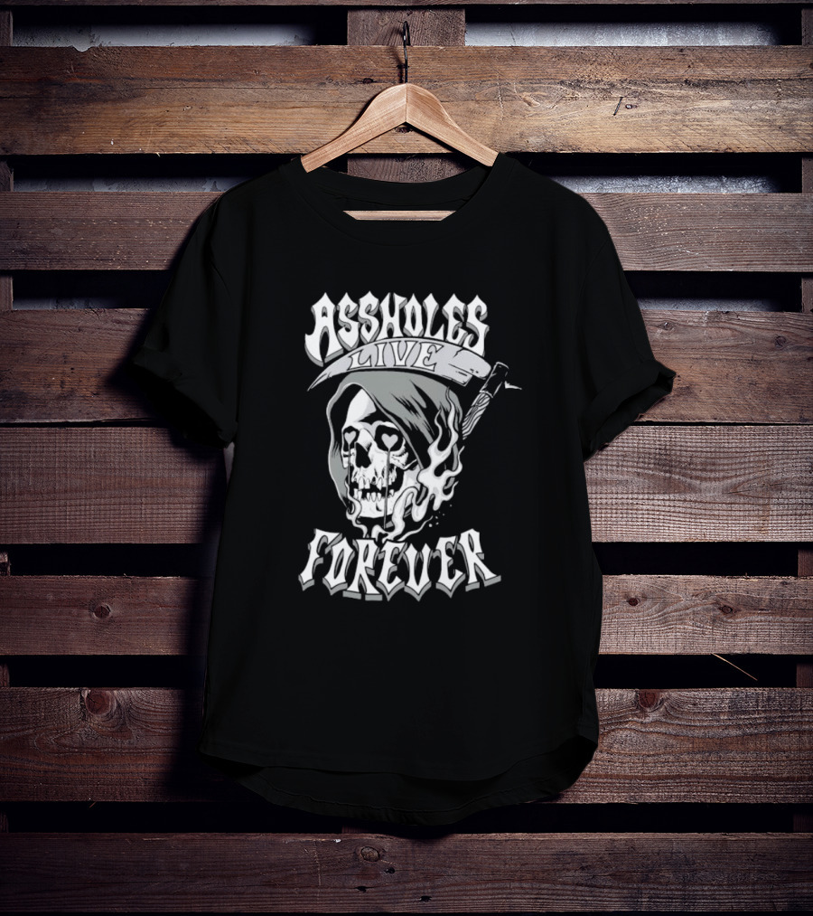 ASSHOLES LIVE FOREVER Skull Heart Eyes T-Shirt