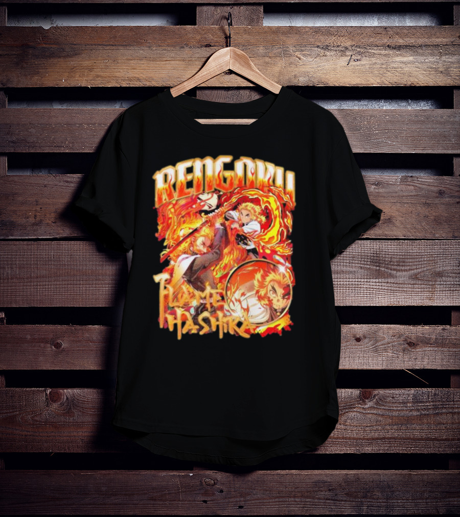 Rengoku Kyojuro Flame Hashira With Fiery Sword And Flames T-Shirt