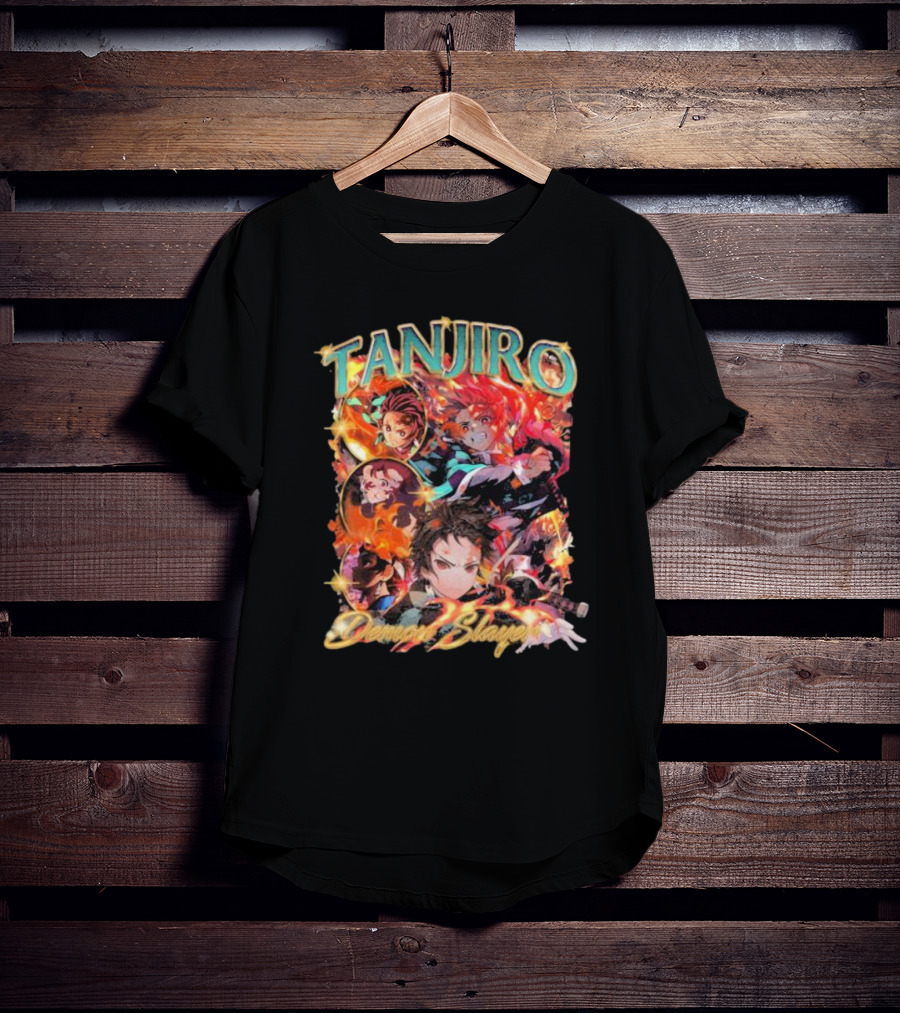 Tanjiro Kamado Demon Slayer Fiery Anime Action Scene T-Shirt
