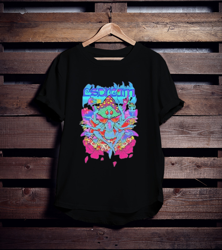 LSDream Mushi Psychedelic Bug Creature With Vibrant Colors And Cosmic Elements T-Shirt