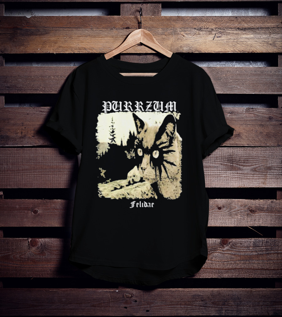 Purrzum Felidae Cat In Forest Scene T-Shirt