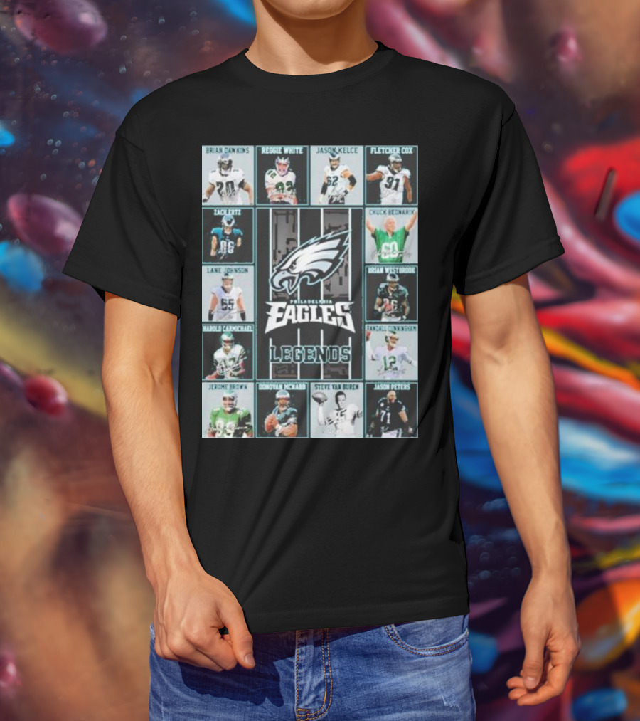 Philadelphia Eagles Brian Dawkins Reggie White Jason Kelce Fletcher Cox Legends Randall Cunningham Donovan McNabb T-Shirt