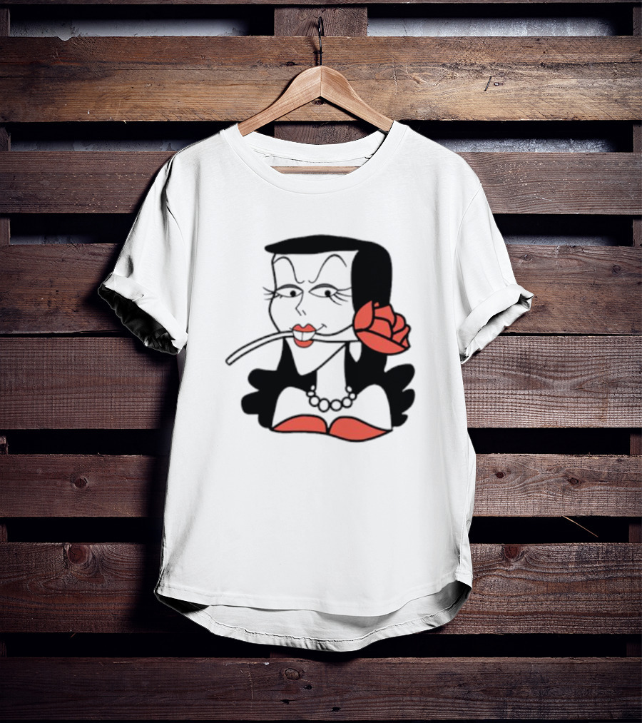 Kurt Cobain Natasha Fatale Iconic Cartoon Fusion ретро Шик меховый шарф розы T-Shirt
