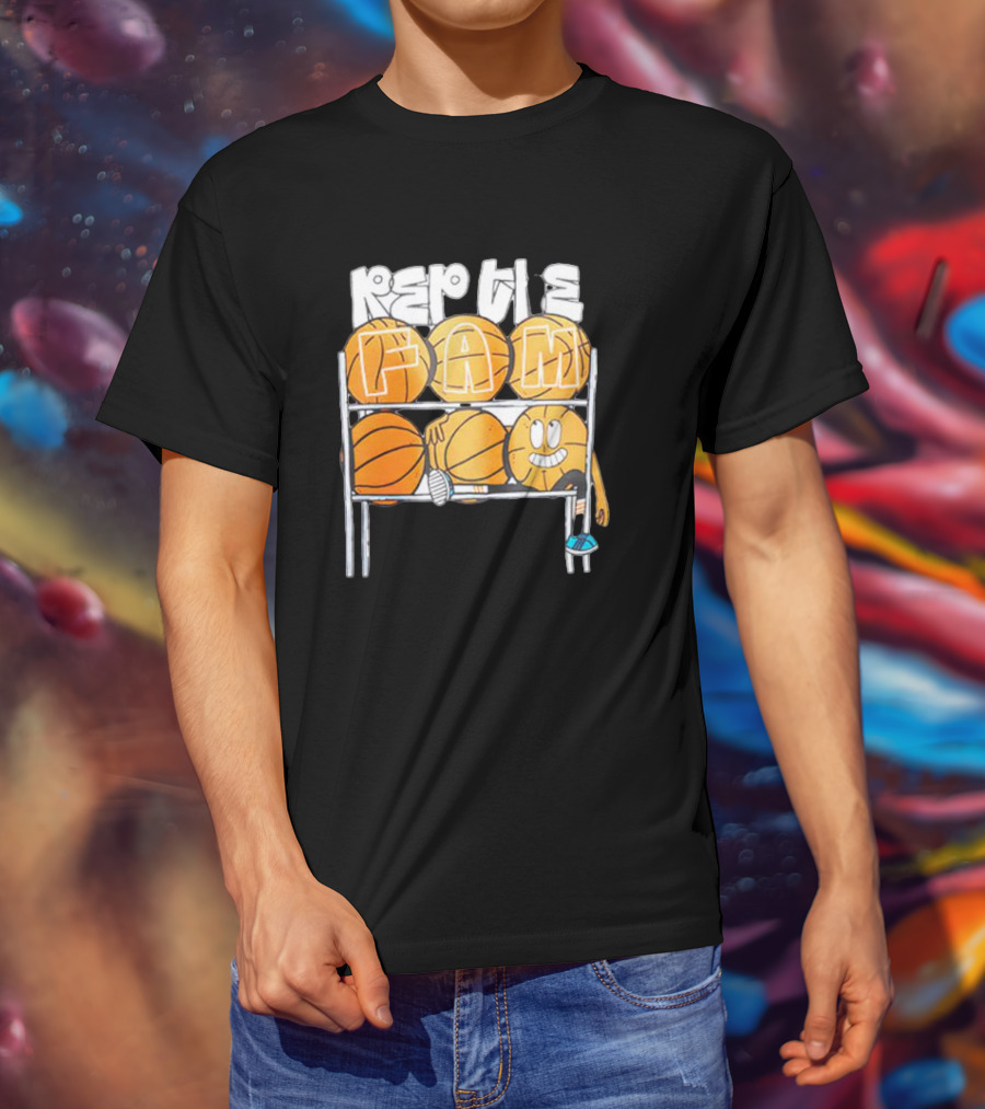 Rep The Fam Volleyball Basketball Balls Cartoon T-Shirt