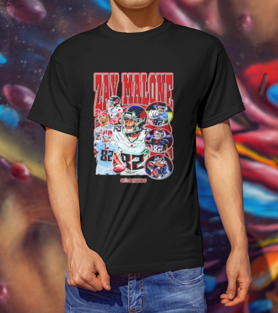 Zay Malone 82 Atlanta Falcons NSNThreads Vintage T-Shirt