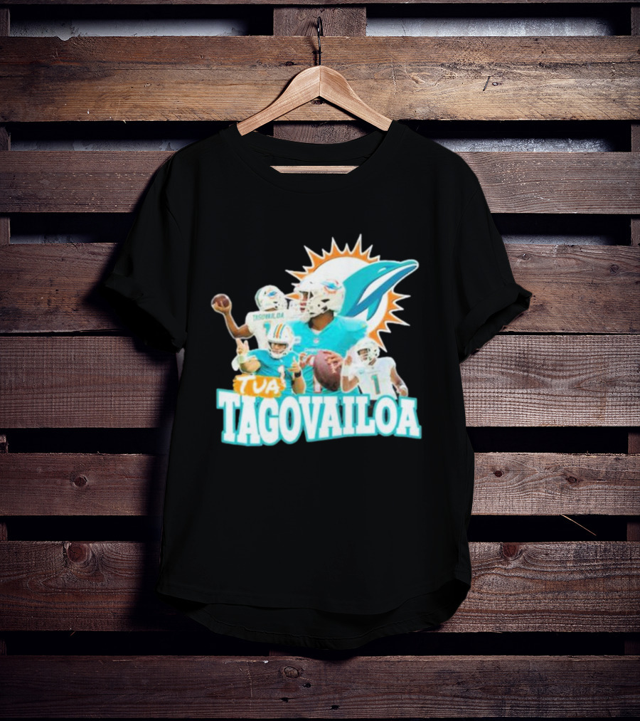 Tua Tagovailoa Miami Dolphins Quarterback Montage T-Shirt
