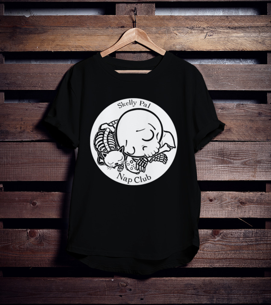 Skelly Pal Nap Club Painter Johnny Chiodini Skeleton Cat T-Shirt