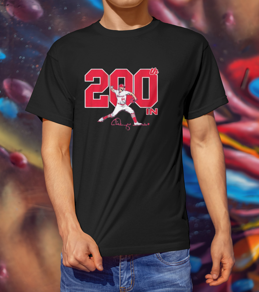 St. Louis Cardinals Adam Wainwright 200th Win Signature T-Shirt