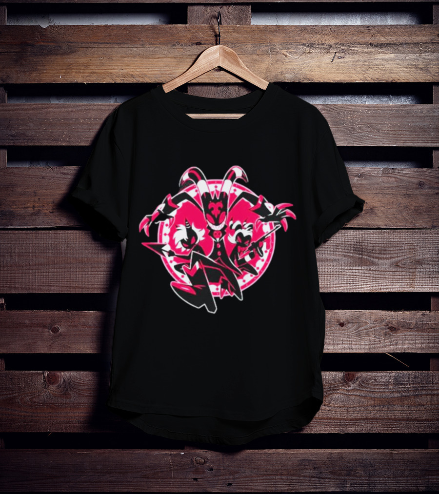 Helluva Boss IMP Characters Circle Pink And Black T-Shirt