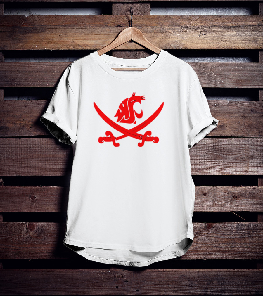 WSU Pirate Swing Your Sword Cougar Logo Crossed Sabers T-Shirt
