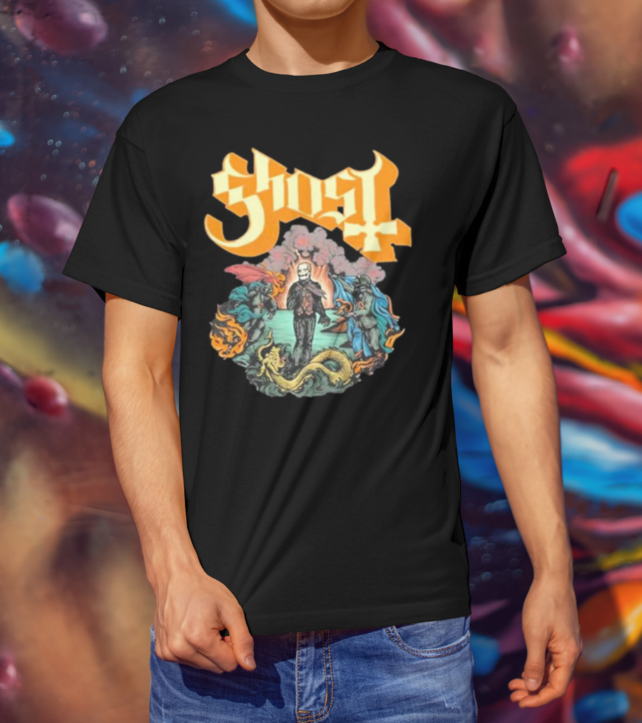 Ghost Boticelli Inspired Papal Figure With Mythical Creatures T-Shirt