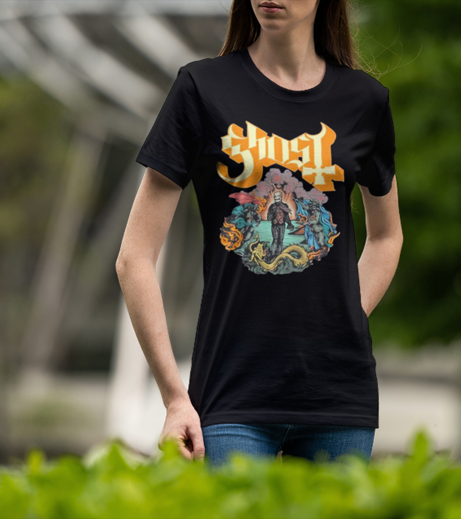 Ghost Boticelli Inspired Papal Figure With Mythical Creatures T-Shirt