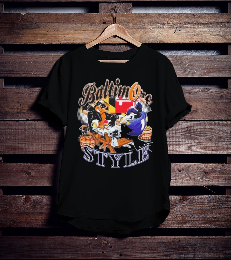 Baltimore Style Ravens Crab Feast Maryland Flag Ravens Football T-Shirt