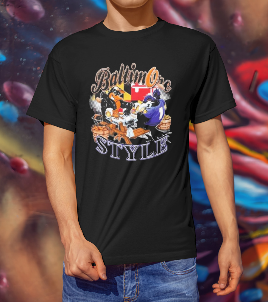 Baltimore Style Ravens Crab Feast Maryland Flag Ravens Football T-Shirt