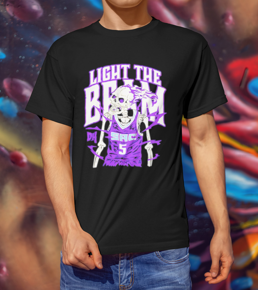 Light The Beam Skeleton SAC 5 Kings Drip Heads T-Shirt