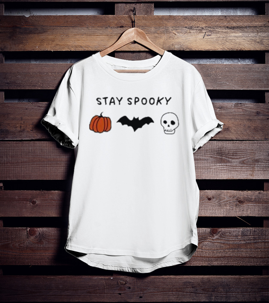 Stay Spooky Pumpkin Bat Skull Halloween T-Shirt