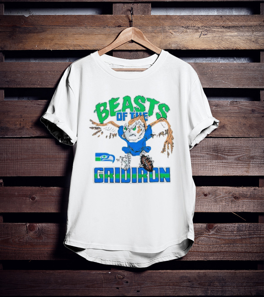 Beasts Of The Gridiron Seattle Seahawks Fierce Mascot Football T-Shirt