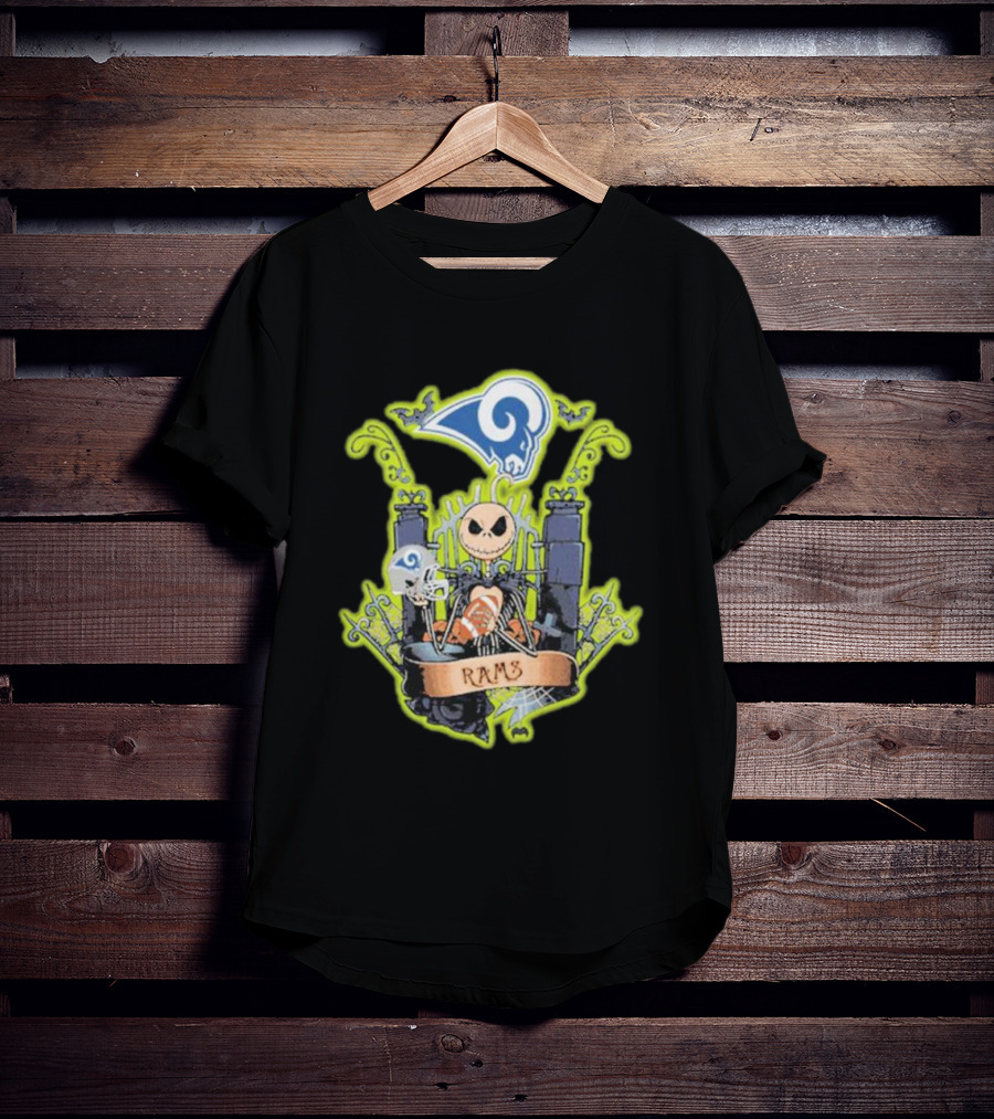 Jack Skellington Los Angeles Rams Halloween Fan Fantasy T-Shirt