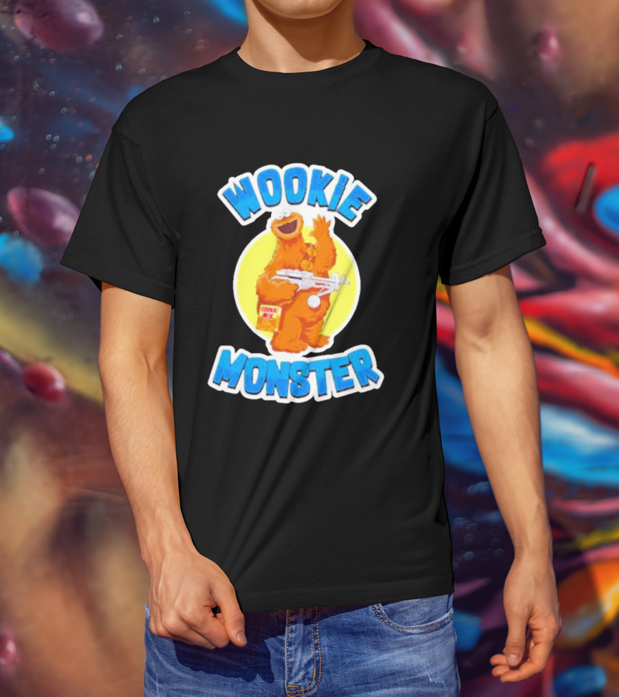 Wookiee Monster Cookie Fusion Character With Blaster T-Shirt