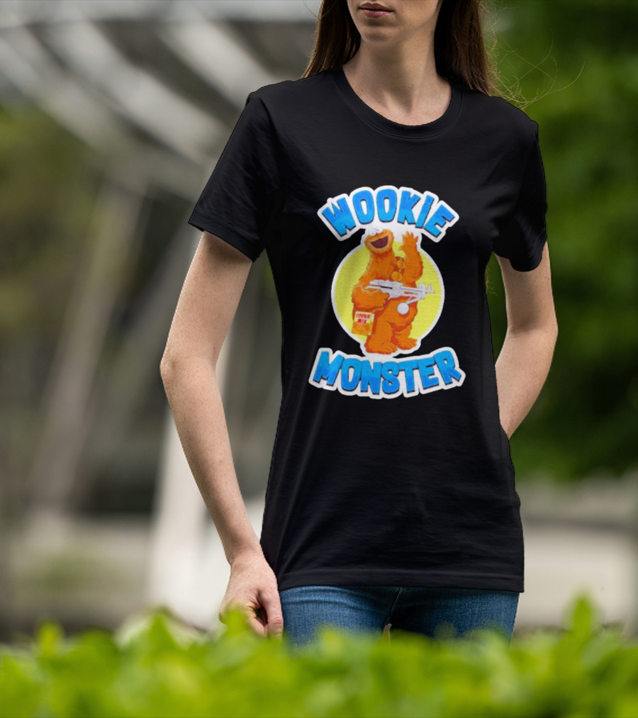 Wookiee Monster Cookie Fusion Character With Blaster T-Shirt