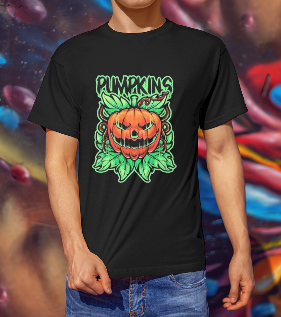 Pumpkins Horror Halloween Jack-o'-Lantern With Creepy Vines T-Shirt